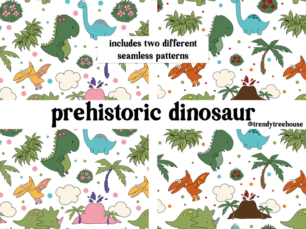 Prehistoric Dinosaur - seamless pattern - digital file