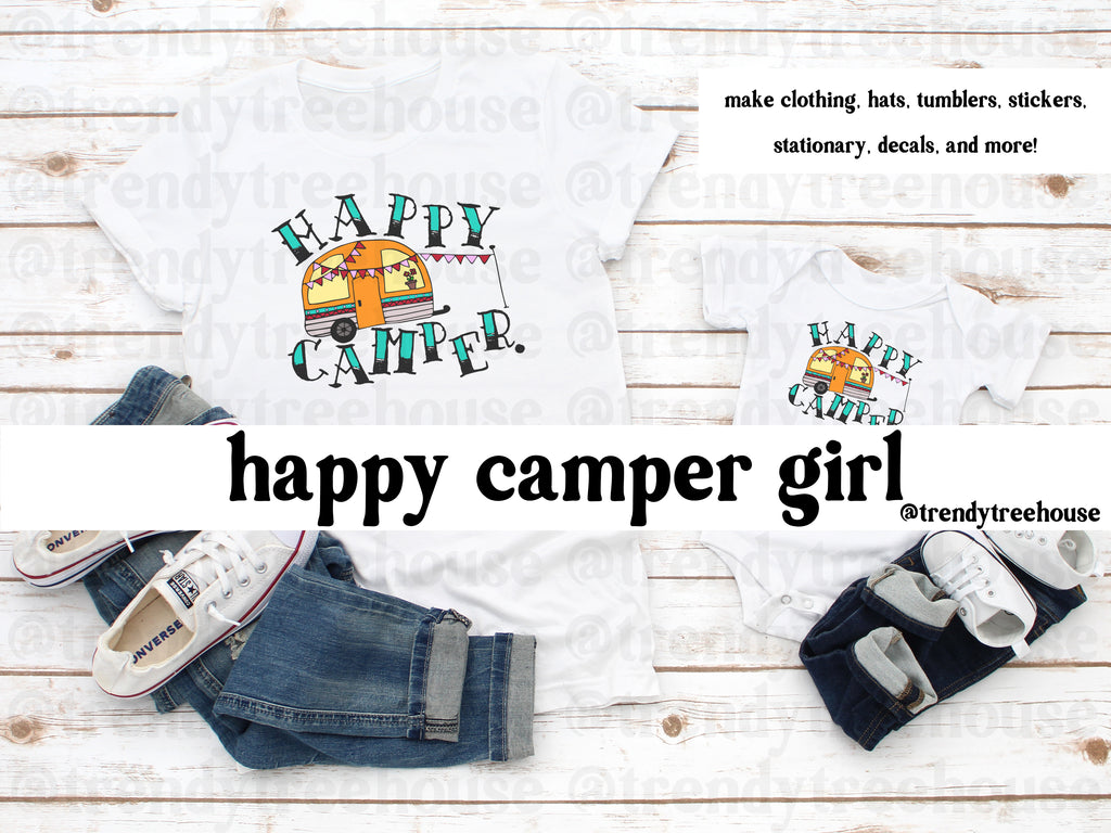 Happy Camper Girl - digital file